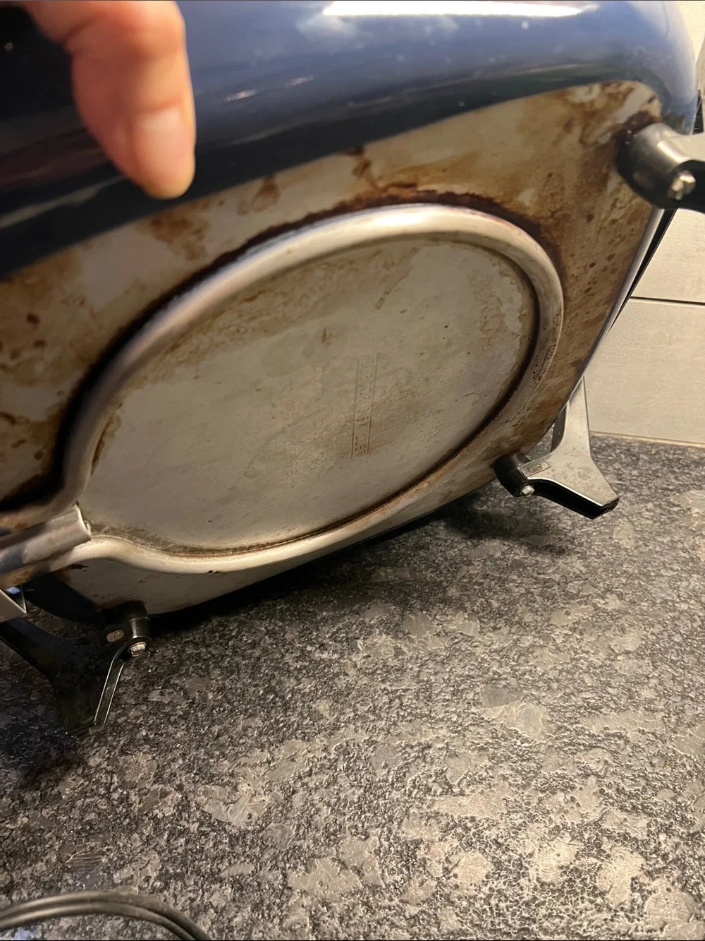 Vintage West Bend Electric Roaster/ Skillet with Leaf Motif  BLUE FLOWER